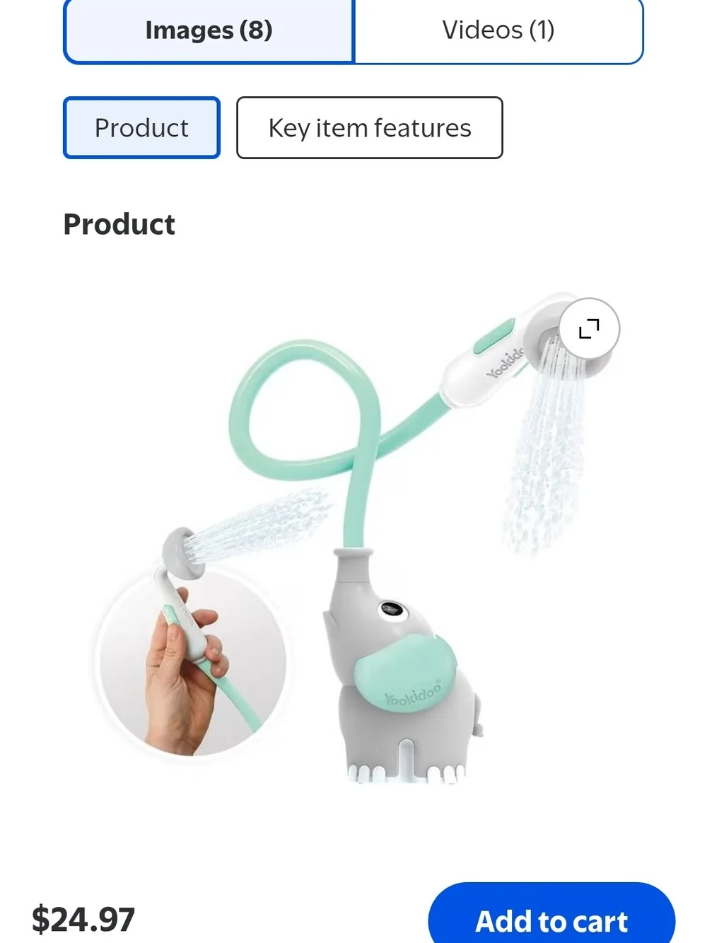 Aqua Bath Support for Newborns — White and Light Blue & Yokidoo Shower Head